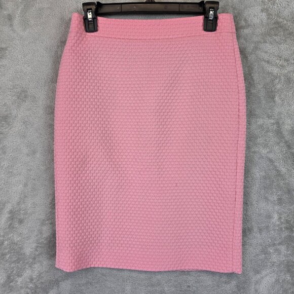 J.Crew Skirt Womens 0 Pink Textured Knit Stretch Pencil Lined Back Zip K5588 - Picture 1 of 10